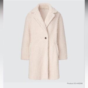 UNIQLO Pile-Lined Fleece Tailored White Long Coat Jacket Women’s Size Small